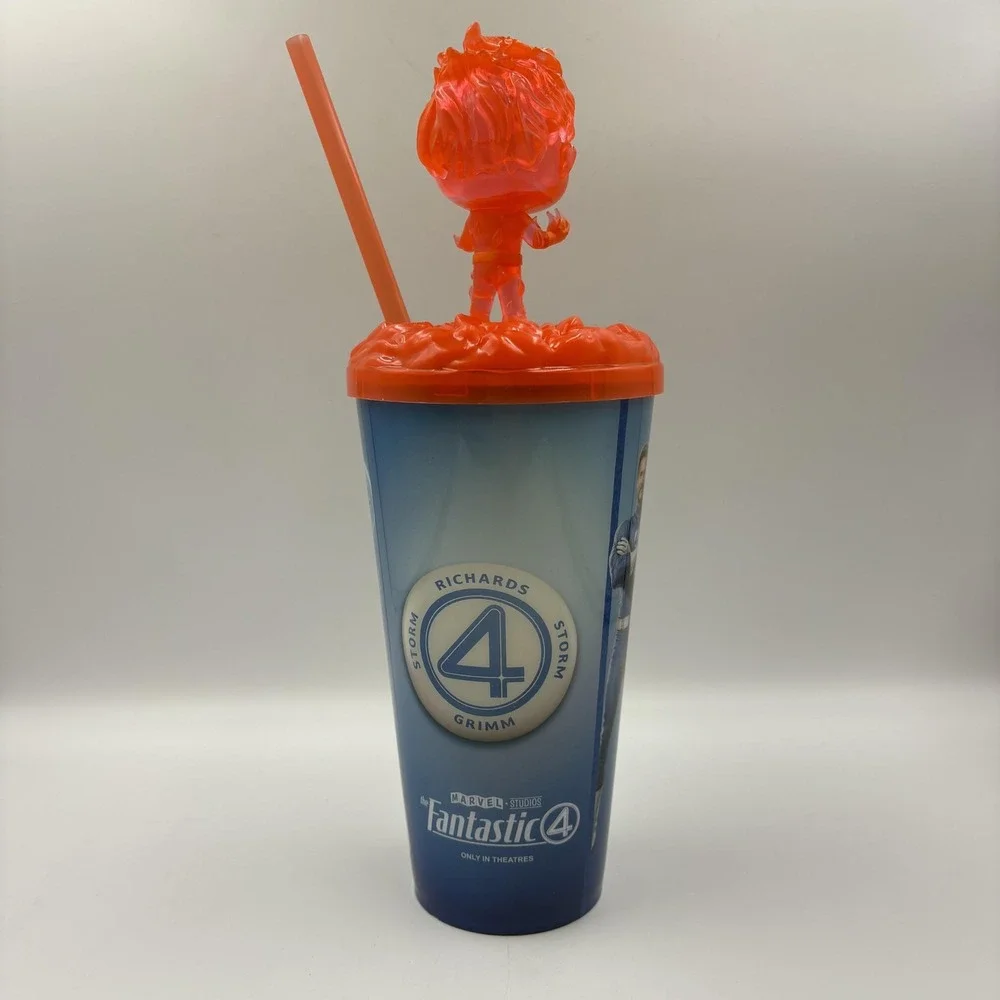 Marvel Fantastic Four‎ 32 Oz Human Torch Tumbler Cup With Lid Straw 2025 Movie